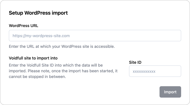 Setup wordpress importer